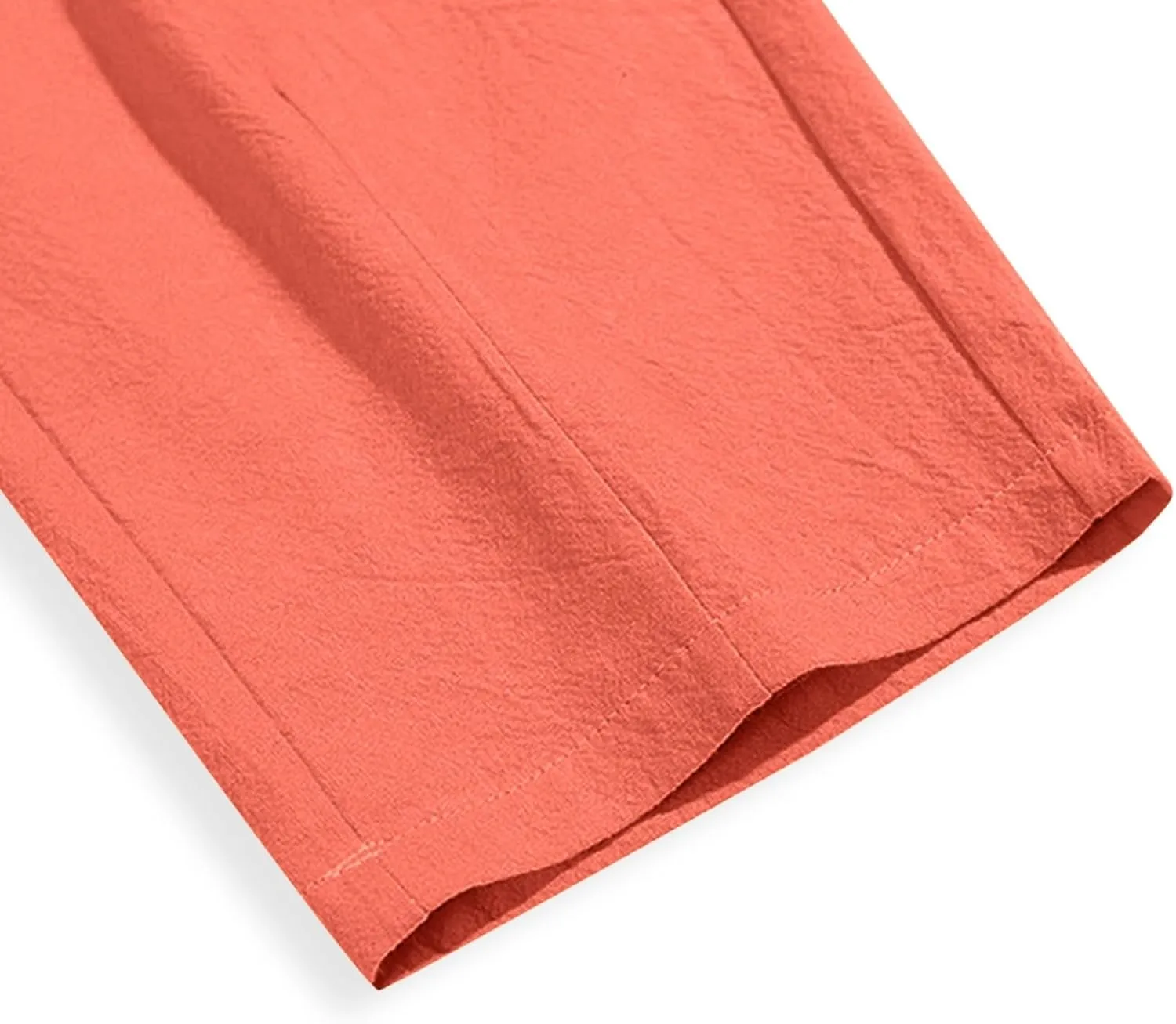 Women's Cotton Linen Straight Leg Pants Lightweight Elastic Waist Drawstring Casual Trousers with Pockets Summer