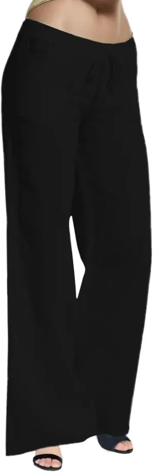 Womens Cotton Linen Summer Lightweigt Palazzo Pants High Waist Long Lounge Slim-Fit Pants Trendy