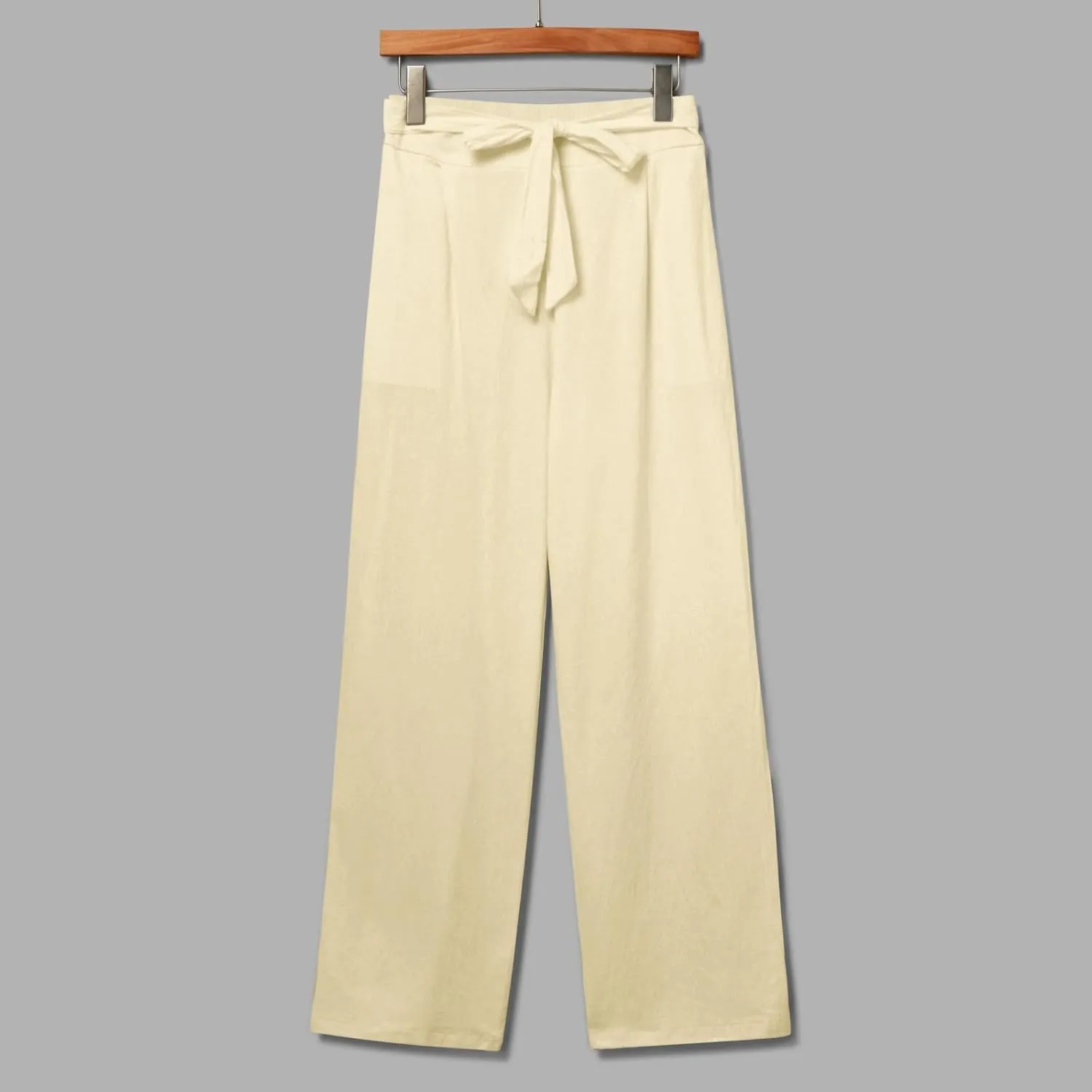 Womens Cotton Linen Summer Pull On Palazzo Pants Elastic Waist Ankle Length Slim-Fit Pant Trousers Vacation