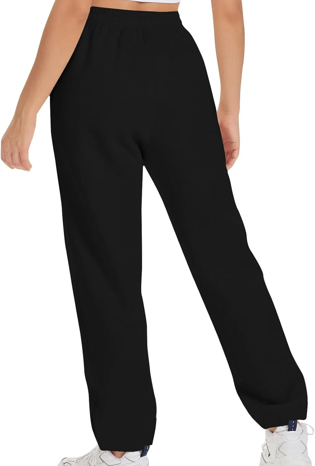Women's Drawstring Elastic Waist Straight Leg Sweatpants Baggy High Waisted Lounge Sweat Pants Trousers with Pockets