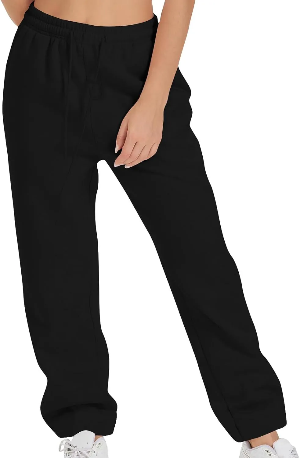 Women's Drawstring Elastic Waist Straight Leg Sweatpants Baggy High Waisted Lounge Sweat Pants Trousers with Pockets
