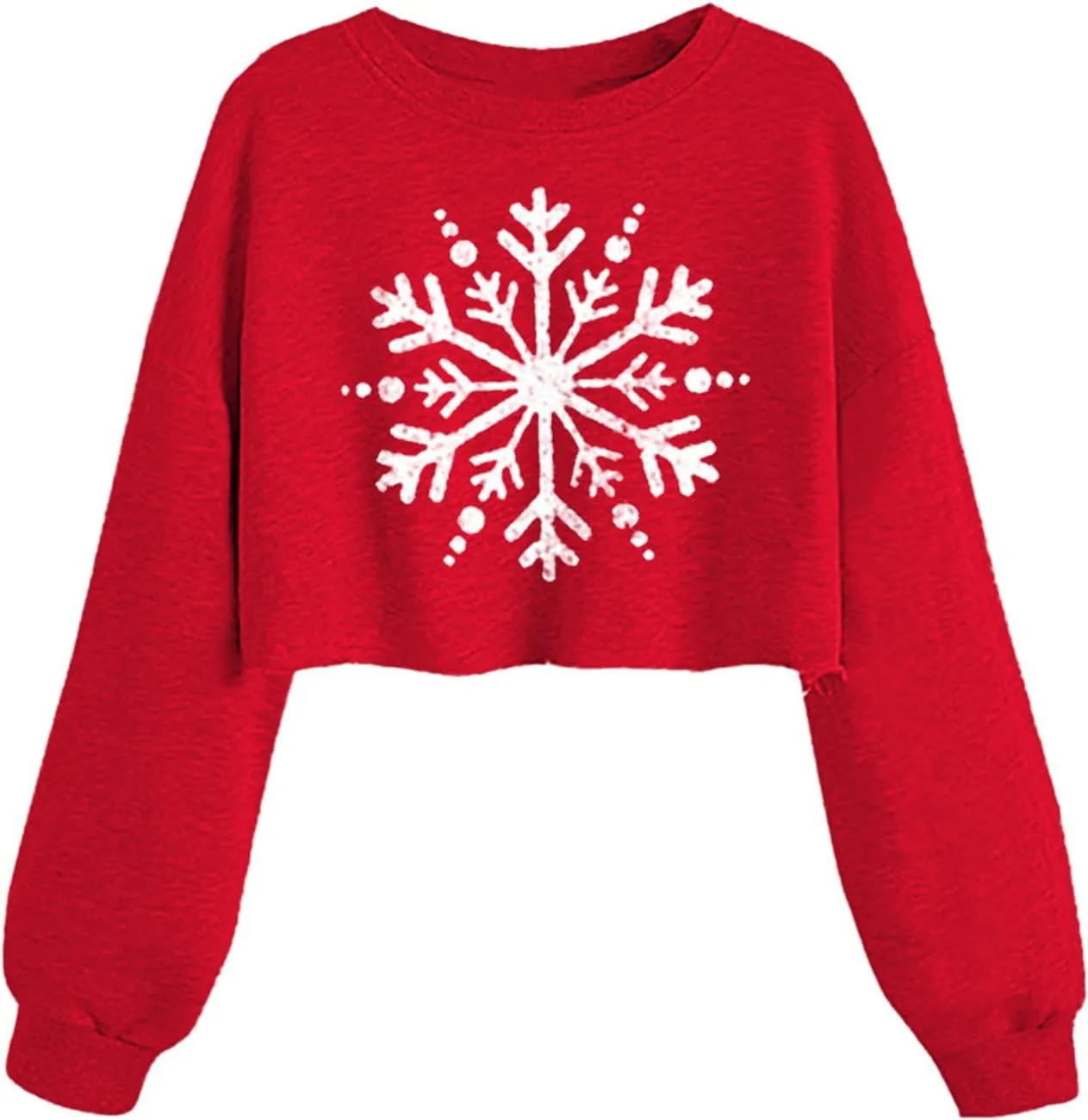 Women's Funny Christmas Graphic Crop Sweatshirts Xmas Holiday Party Casual Lantern Long Sleeve Pullover Tops