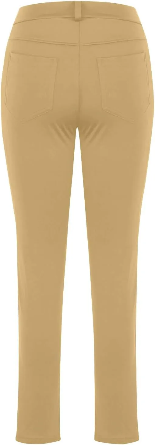 Women's High Waist Work Pants with Pockets Business Casual Dress Pants Stretch Straight Leg Trousers Skinny Slacks