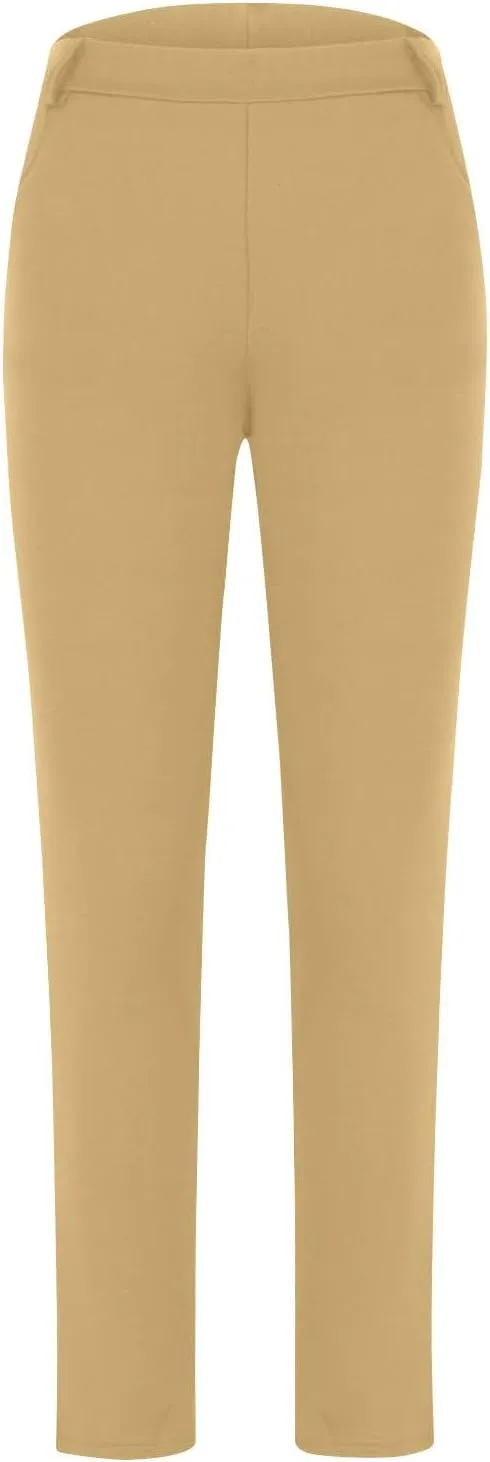 Women's High Waist Work Pants with Pockets Business Casual Dress Pants Stretch Straight Leg Trousers Skinny Slacks