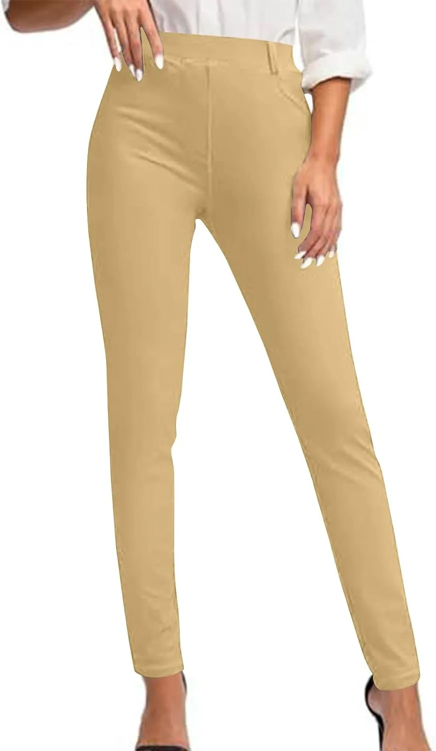 Women's High Waist Work Pants with Pockets Business Casual Dress Pants Stretch Straight Leg Trousers Skinny Slacks
