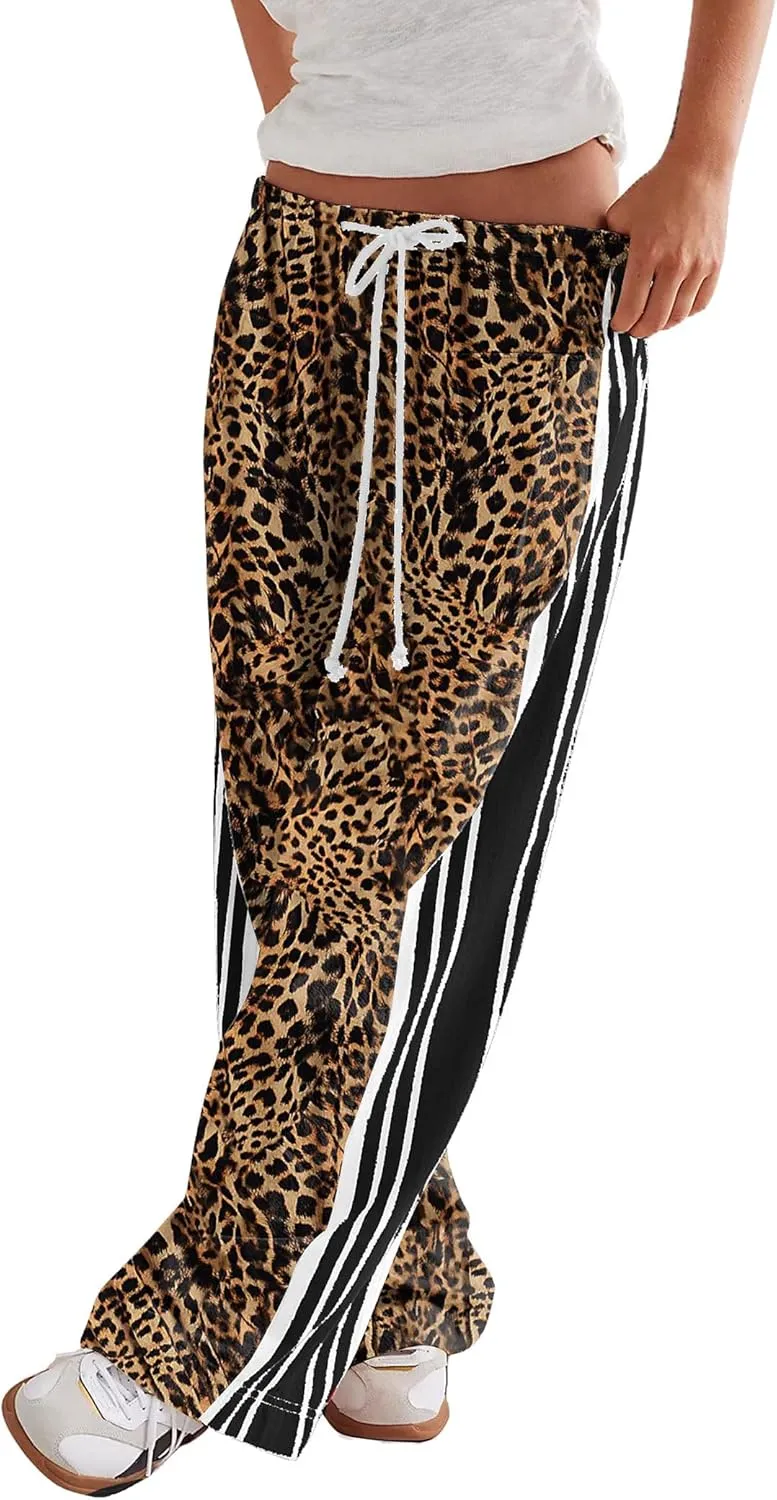 Womens Hudson Canyon Pants Side Striped Sweatpants Drawstring Waist High Rise Pant Trousers with Pockets