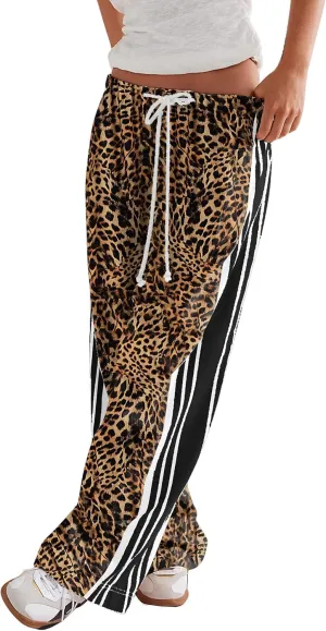 Womens Hudson Canyon Pants Side Striped Sweatpants Drawstring Waist High Rise Pant Trousers with Pockets