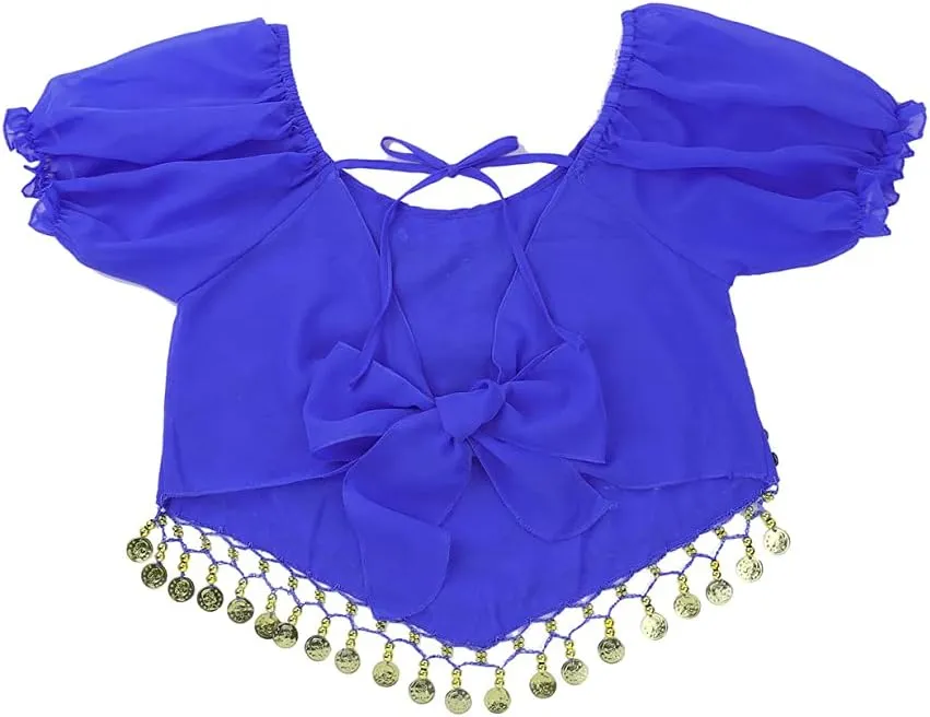 Women's India Shiny Coin Tassel Belly Dance Set Crop Top with Harem Pants Hip Scarf Head Scarfs