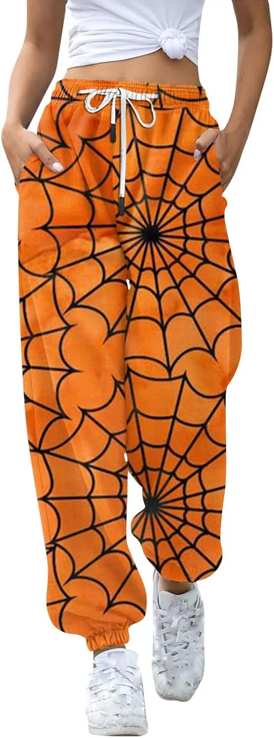 Womens Joggers with Pockets 2024 Trendy Baggy Sweatpants Plus Size Skeleton Print Hiking Pants Petite Lightweight