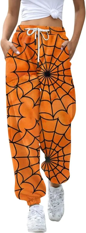 Womens Joggers with Pockets 2024 Trendy Baggy Sweatpants Plus Size Skeleton Print Hiking Pants Petite Lightweight