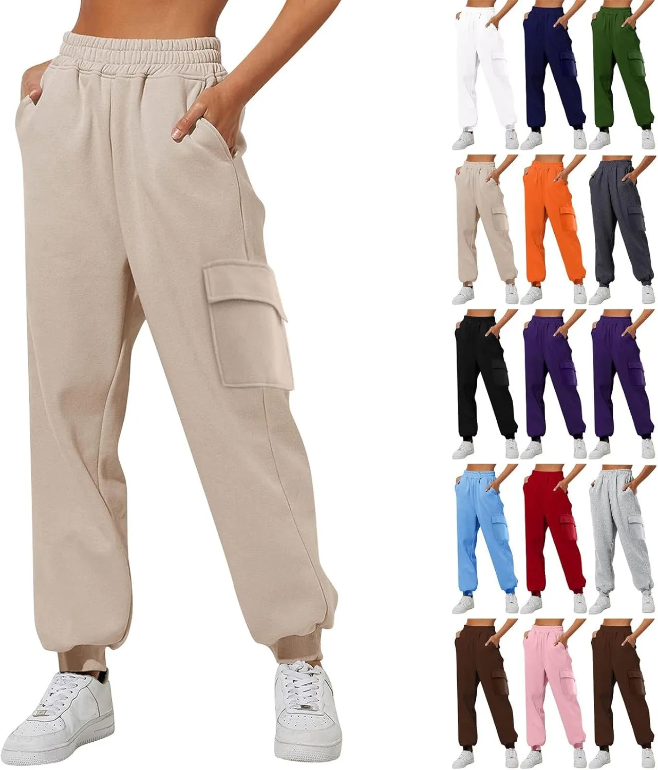 Womens Linen Blend Summer Boho Pants Elastic Waist Wide Leg Loose Fit Palazzo Pants Business Work