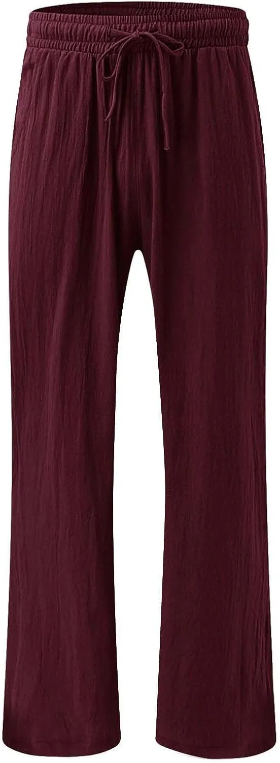 Womens Linen Pant 2025 Summer Casual Wide Leg Palazzo Pant Loose Smocked High Waist Work Slack Flowy Beach Trousers