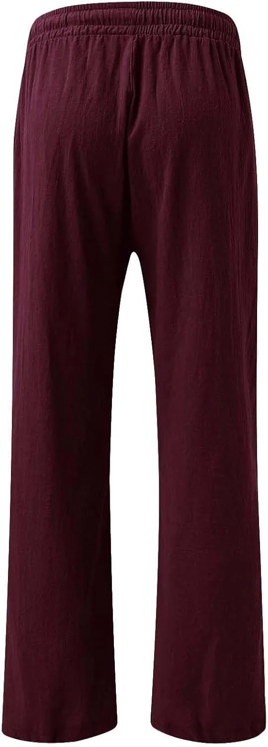 Womens Linen Pant 2025 Summer Casual Wide Leg Palazzo Pant Loose Smocked High Waist Work Slack Flowy Beach Trousers