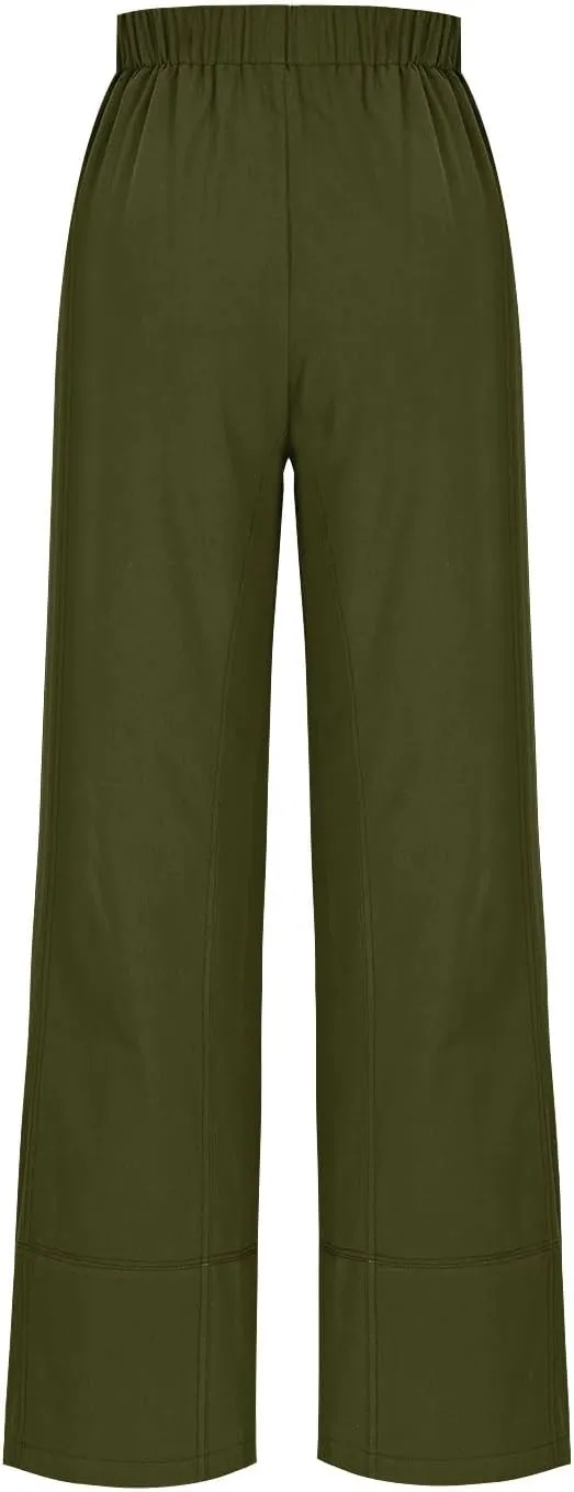 Womens Linen Pants with Pocket Summer High Waist Casual Wide Leg Pants Plus Size Trendy Flowy Palazzo Trousers