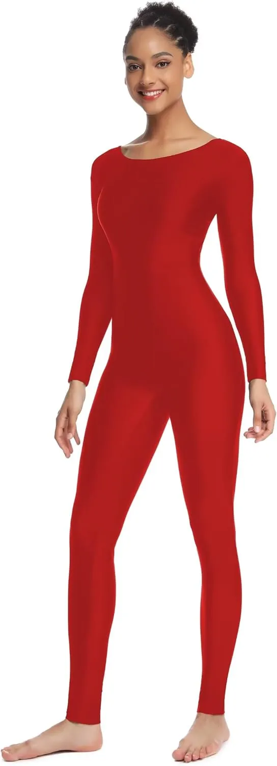 Women's Long Sleeve Unitard Dance Costume Spandex Full Body Suits One Piece Jumpsuits