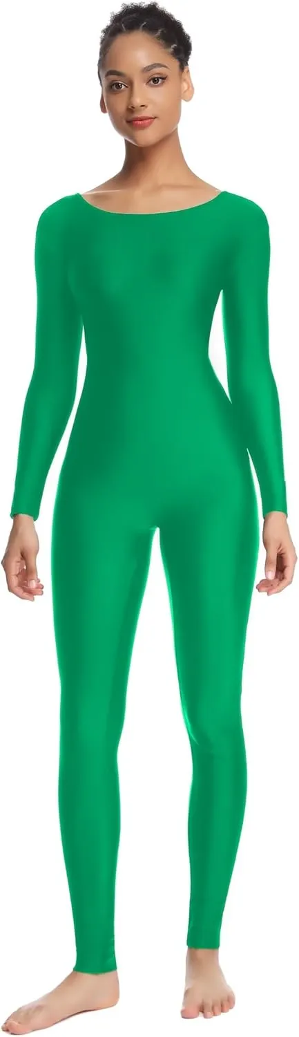 Women's Long Sleeve Unitard Dance Costume Spandex Full Body Suits One Piece Jumpsuits