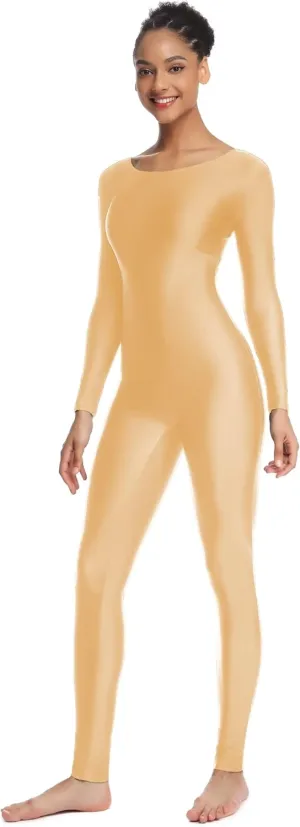 Women's Long Sleeve Unitard Dance Costume Spandex Full Body Suits One Piece Jumpsuits