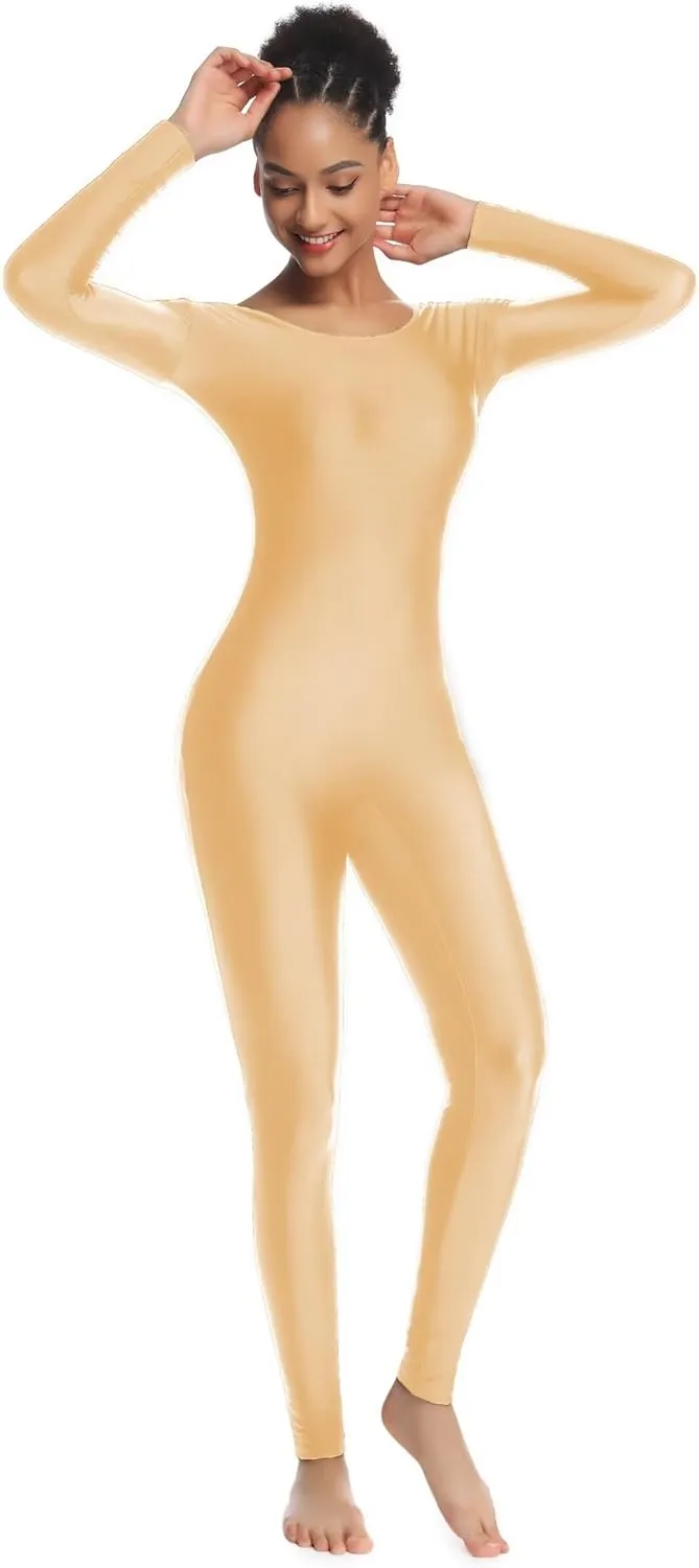 Women's Long Sleeve Unitard Dance Costume Spandex Full Body Suits One Piece Jumpsuits