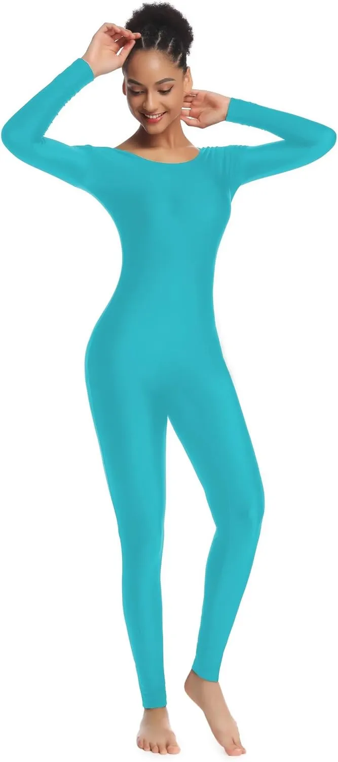 Women's Long Sleeve Unitard Dance Costume Spandex Full Body Suits One Piece Jumpsuits