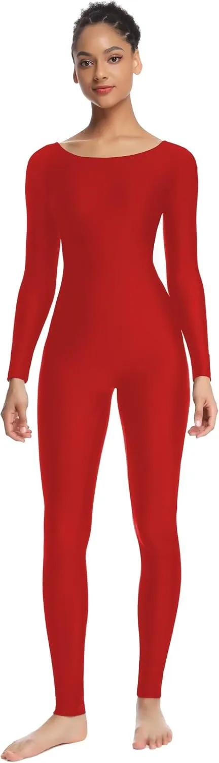 Women's Long Sleeve Unitard Dance Costume Spandex Full Body Suits One Piece Jumpsuits