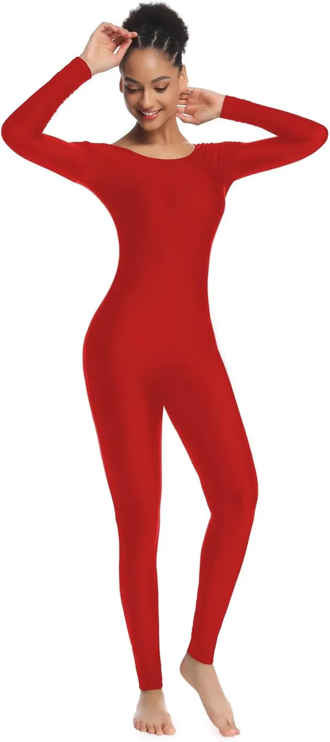 Women's Long Sleeve Unitard Dance Costume Spandex Full Body Suits One Piece Jumpsuits