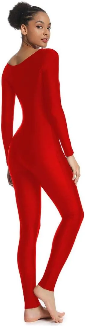 Women's Long Sleeve Unitard Dance Costume Spandex Full Body Suits One Piece Jumpsuits