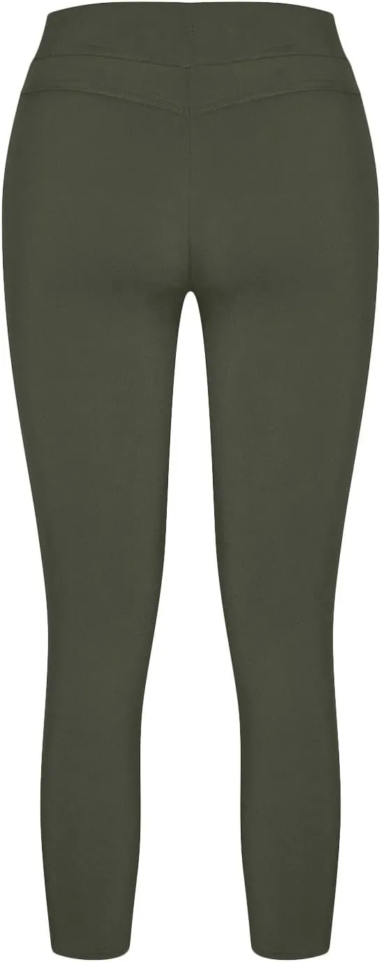 Women's Ripped Pencil Pants High Waist Lace-up Skinny Stretchy Leggings Workout Casual Yoga Trousers with Pockets
