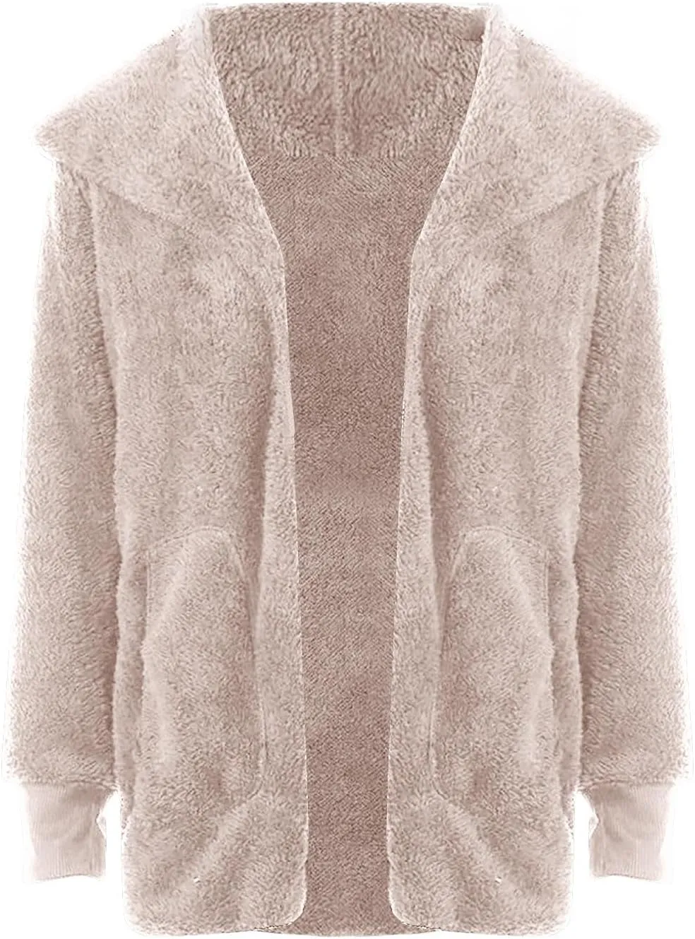 Womens Sherpa Jacket Comfy Fleece Hoodies Fuzzy Jacket Oversized Open Front Cardigan Teddy Coat Outerwear with Pocket