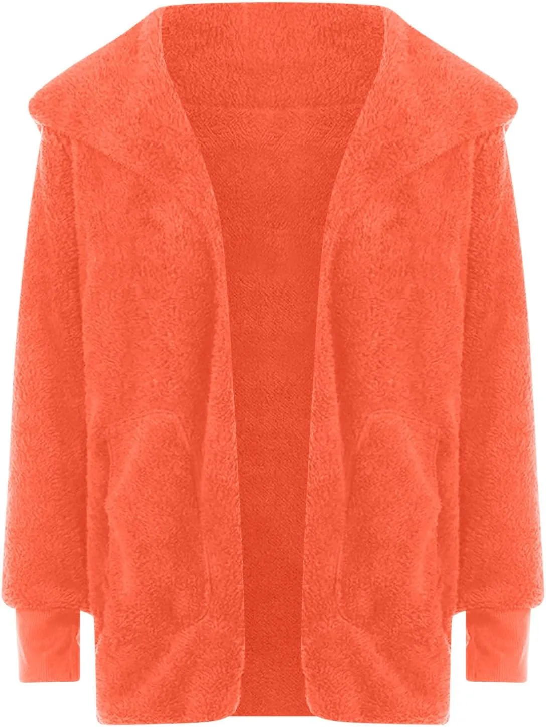 Womens Sherpa Jacket Comfy Fleece Hoodies Fuzzy Jacket Oversized Open Front Cardigan Teddy Coat Outerwear with Pocket
