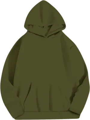 Womens Solid Fleece Hooded Sweatshirts Oversized Casual Fall Winter Pullover Hoodies 2024 Baggy Long Sleeve Tops 2024