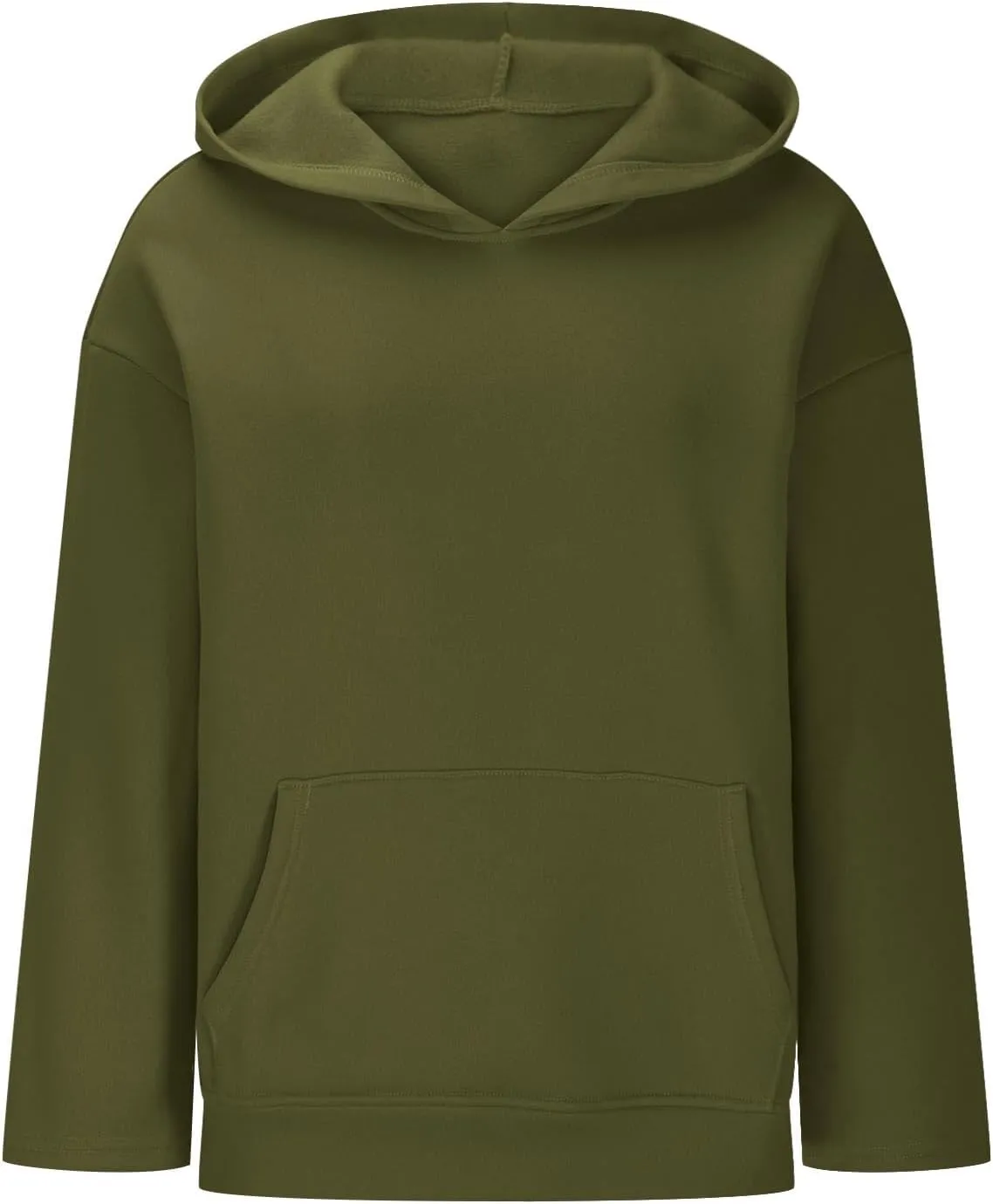 Womens Solid Fleece Hooded Sweatshirts Oversized Casual Fall Winter Pullover Hoodies 2024 Baggy Long Sleeve Tops 2024