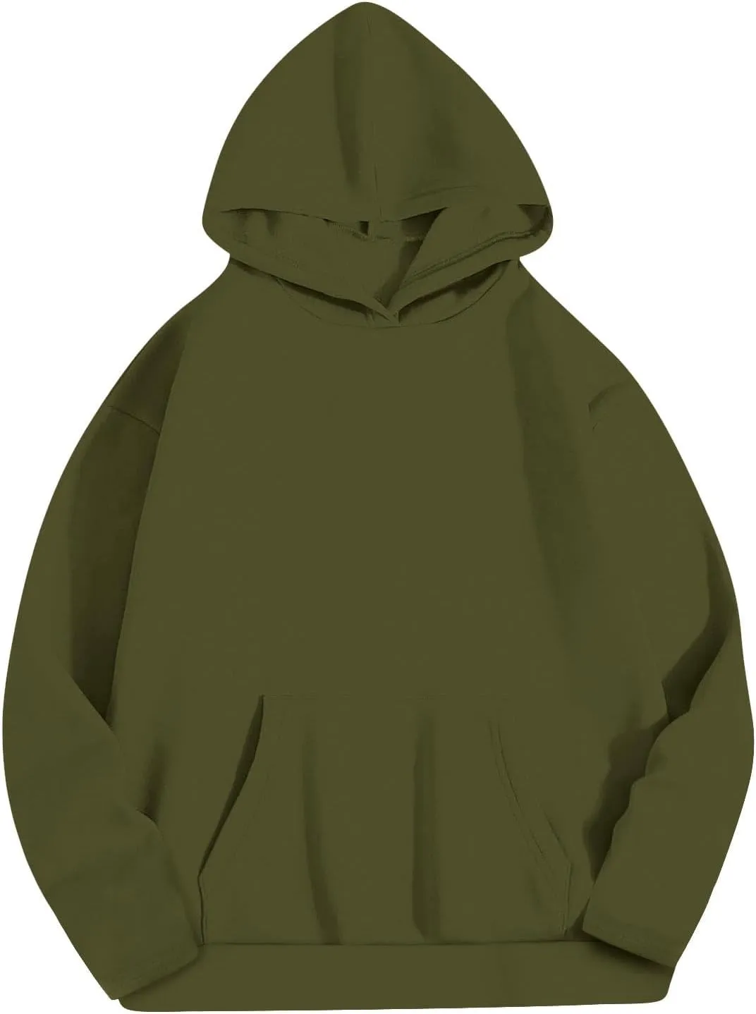 Womens Solid Fleece Hooded Sweatshirts Oversized Casual Fall Winter Pullover Hoodies 2024 Baggy Long Sleeve Tops 2024