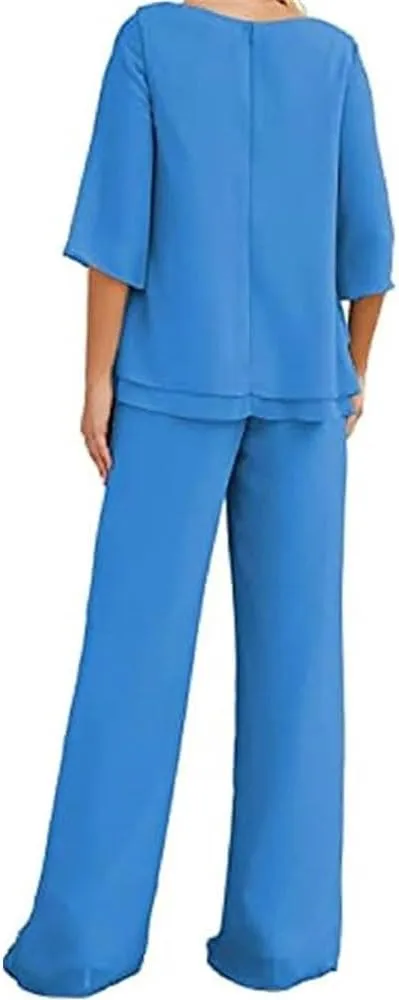 Women's Wedding Pant Suits Elegant Mother of The Bride Pant Suit Chiffon Pants Suits for Women