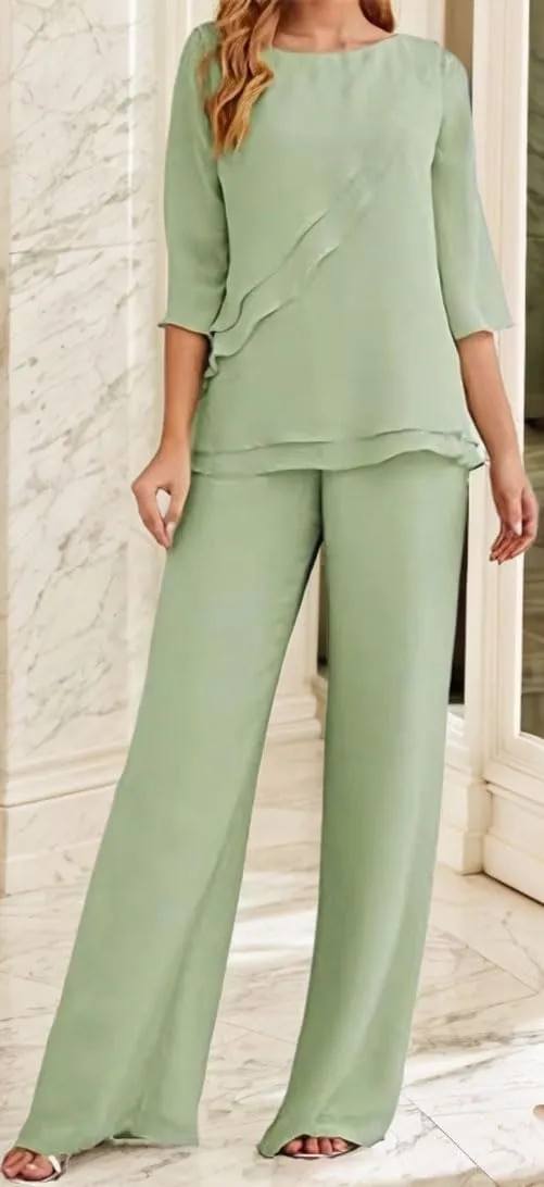 Women's Wedding Pant Suits Elegant Mother of The Bride Pant Suit Chiffon Pants Suits for Women