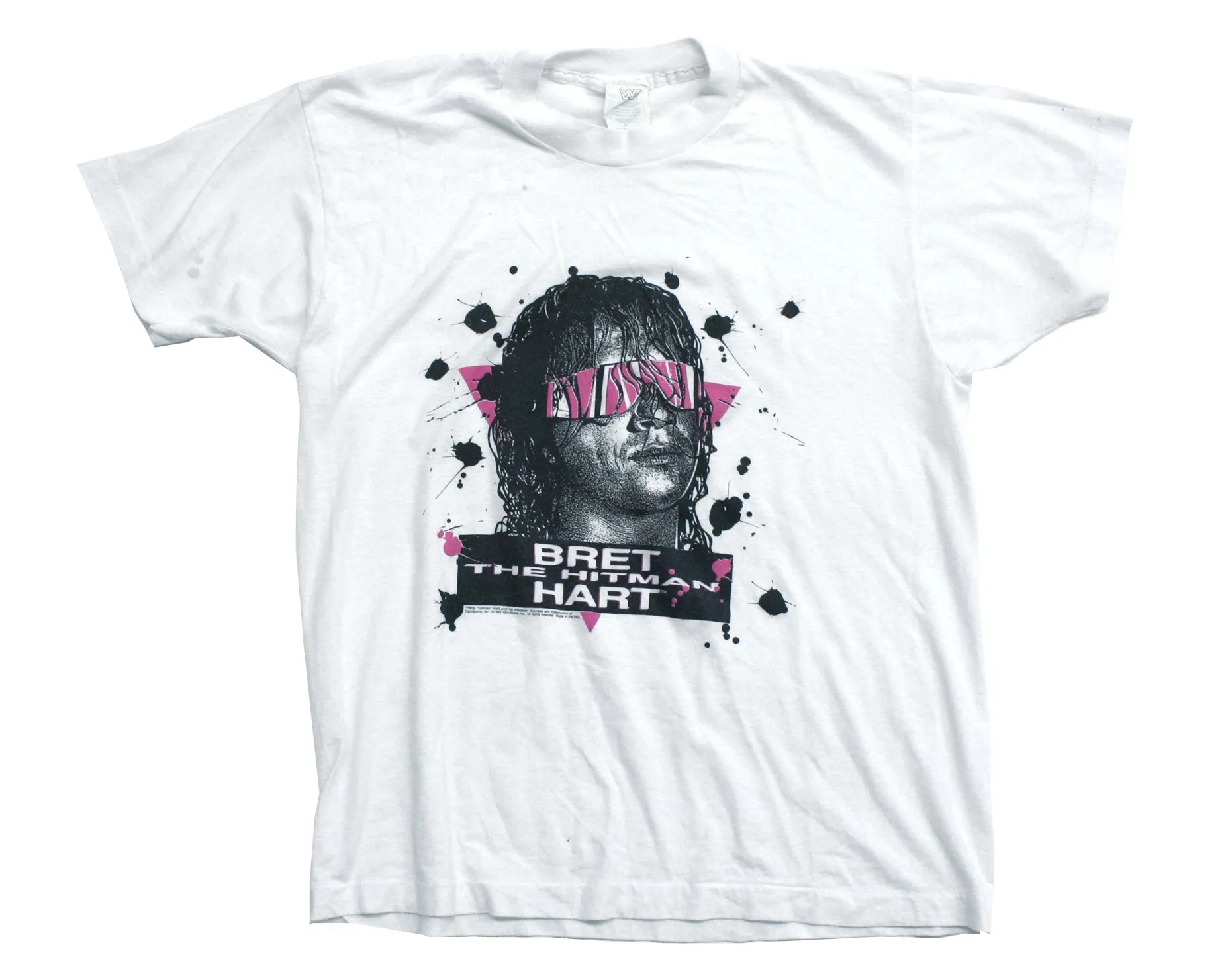 WWF BRET HART PAINT SPLATTER T-SHIRT LG