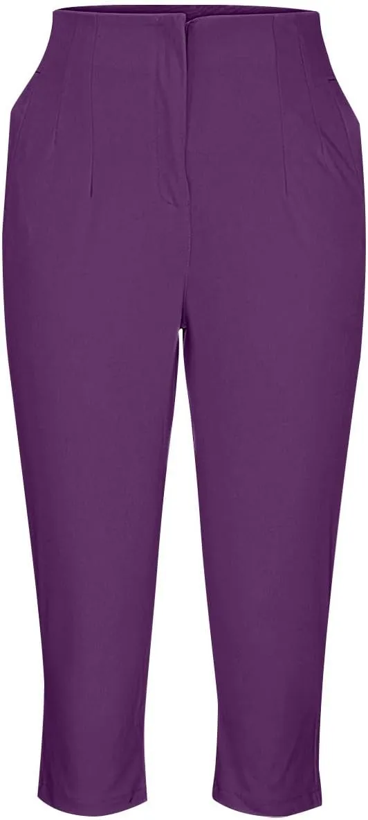 yardsong Business Casual Pants for Women High Waisted Dressy Capris Summer Fashion Office Work Slim Fit Capri Dress Pants