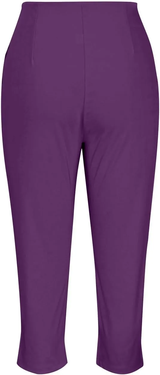 yardsong Business Casual Pants for Women High Waisted Dressy Capris Summer Fashion Office Work Slim Fit Capri Dress Pants