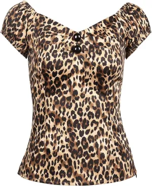 YARN & INK Women's Rockabilly Tops 1950s Pinup Shirt Casual Off Shoulder Vintage Blouse